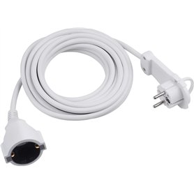 Meister 7432530 Rallonge de Contact de Protection - Connecteur Extra Plat - Câble de 5 m - Blanc - IP20 - Câble d'extension inté