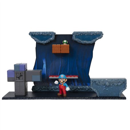 Nintendo Super Mario- Ensemble de Jeu avec Figurine Mario Le Monde sous-Terrain 9 piéces
