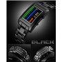 FeiWen Mode Binaire Digital Montre Bracelet de Hommes 50M Étanche Unique Rectangulaire Acier Inoxydable de la Lunette et Ruban M