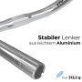 City-Bike Guidon de vélo 25,4 mm ergonomique pour vélo femme et homme Guidon de vélo argenté en aluminium rétro pour homme et fe