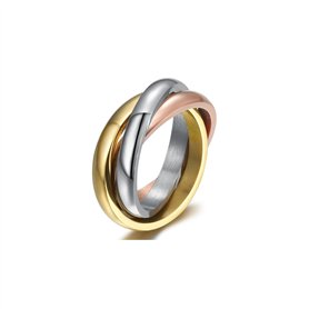 BOBIJOO Jewelry - Bague Femme Homme 3 Anneaux Entrelacés Acier Plaqué Doré Or PVD Argent Jaune Rose Mariage Alliance - 63 (10 US