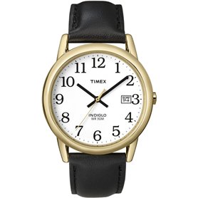 Timex #T2H291 Men's Indiglo Easy Reader White Dial Leather Band Analog Watch