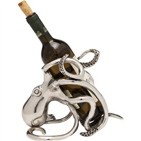 Kare Design Porte Bouteille Octopus, Argent, Aluminium Nickelé, Animal Pouple, Étagère, Rangement, Deco pour Vin, Décoration Cha Kare Design Porte Bouteille Octopus