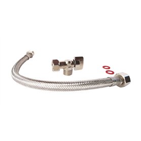 SOMATHERM FOR YOU - Kit de raccordement WC complet avec un robinet de WC équerre 1/4 de tour nickelé 12/17 (3/8'')