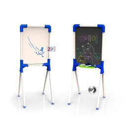 Chicos - Tableau Enfant 2en1: pour feutreseffaçables et craies de coleurs. Inclus 1 feutre et 10 craies. +36 mois (53029)