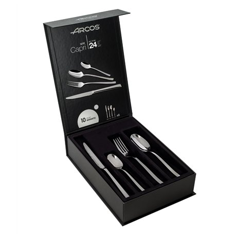 ARCOS Ensemble de Couverts 24 Pièces. Service Complet pour 6 Personnes. Inclut 6 Cuillères. 6 Couteaux. 6 Fourchettes. 6 Cuillèr