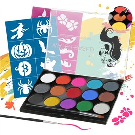 Janolia Kit de Peinture pour le Visage, 15 Couleurs Peinture de Tatouage pour le Visage et le Corps, Convient pour les Festivals Janolia Kit de Peinture pour le Visage
