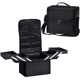 Joligrace Trousse de maquillage de voyage avec bandoulière Noir
