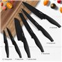 hecef Couteau Cuisine Professionnelle, 6 Pièces Set Couteaux de Cuisine Noirs en Acier Inoxydable à Haute Résistance, avec Manch