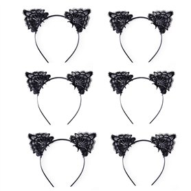 JZK 6 x Noir Oreilles de Chat Serre Tete Chat Bandeau de Fête pour Noël Halloween Accessoires de Costume et Décoration Quotidien