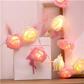 Fantasee Guirlande lumineuse à LED en forme de rose à piles pour mariage