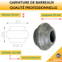 Déco fer Forgé- GARNITURE de BARREAUX- Acier Forgé Décoration à Souder - Taille H 25 mm x 35 mm- GARNITURE Acier- ALÉSAGE Diamèt