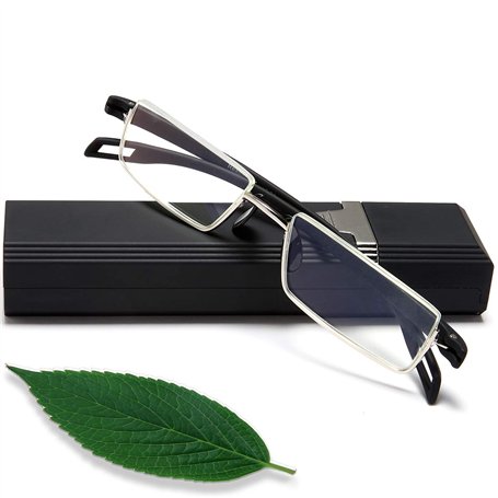 EYEURL Lunettes de Lecture Demi Monture - Bleu Lumière Bloquant Optique Mince Anti Reflet Mode Ordinateur Lecteurs d'Hommes et d