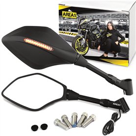 Area1 Rétroviseurs Moto Universel Retroviseur Latéral avec Clignotant Homologué E
