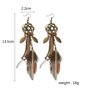 boucle d'oreille rétro accessoires boucles d'oreilles plume percée ronde pendentif brun longues boucl