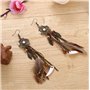 Boucle d'oreille pendante, boucle d'oreille rétro accessoires boucles d'oreilles plume percée ronde pendentif brun longues boucl