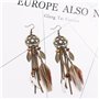 Boucle d'oreille pendante, boucle d'oreille rétro accessoires boucles d'oreilles plume percée ronde pendentif brun longues boucl