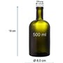 mikken Lot de 6 bouteilles en verre vert et marron de 500 ml avec bouchon en liège.
