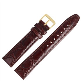 MARBURGER 52920 Bracelet de montre en cuir croco (Caiman) gaufré avec couture et kit d'outils de montage 20 mm