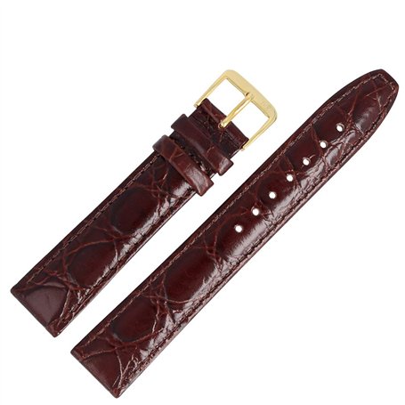 MARBURGER 52920 Bracelet de montre en cuir croco (Caiman) gaufré avec couture et kit d'outils de montage 20 mm