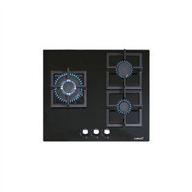 CATA SCI 6021 BK Plaque à gaz butane 3 feux 1 triple couronne Pour cuisinière à gaz naturel Largeur 59 cm Puissance totale de 6