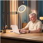 Lampe Loupe de Bureau, Lampe à Loupe Éclairée avec 5 Couleurs， NEWACALOX 5 Dioptries Intensité Variable, Lampe à Bras Pivotant R