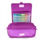 Trousse Scolaire Triple avec Grandes Poches Intérieures et Fermeture Éclair Individuelle (Pourpre)