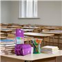 Trousse Scolaire Triple avec Grandes Poches Intérieures et Fermeture Éclair Individuelle (Pourpre)
