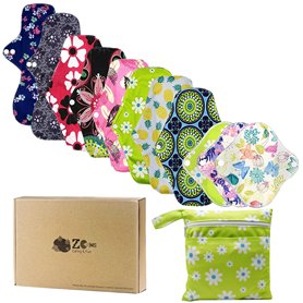Lot de 11 Serviettes Hygiéniques Lavables Réutilisables (S+M+L) - Jour/Nuit pour Tous Flux (Léger à Intense) - Absorption Maxima
