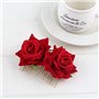 iwobi 2 Pièces Rose Pince À Cheveux Fleur Femmes Rose Fleur, Accessoire Casque pour Les Femmes Filles Mariage Nuptiale (Rouge)