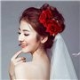 iwobi 2 Pièces Rose Pince À Cheveux Fleur Femmes Rose Fleur, Accessoire Casque pour Les Femmes Filles Mariage Nuptiale (Rouge)
