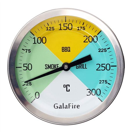 GalaFire 3 3/16 pouces Grand visage 300 ℃ Thermomètres pour barbecue Grill
