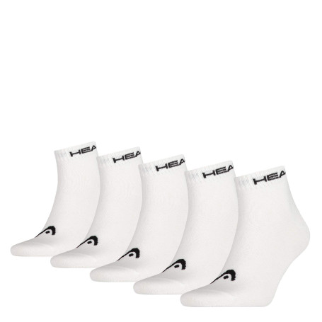 HEAD 5 Pairs Unisex Quarter Sport Socks White 2.5-5 (35-38)