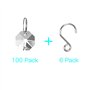 JaneYi 100 Pièces 14mm Perles de Verre Cristal Octogonales et 11 mm Bagues en Acier Inoxydable - avec 6 Mini-Crochets - pour Bri