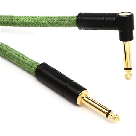 Fender® Festival - Câble Pour Instrument En Chanvre - 3m - Droit/Angle - Vert