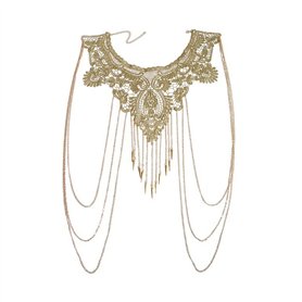 Amorar Corps Chaîne Bijoux Or Dentelle Multicouche Gland Collier Bikini Plage Corps Ventre Bijoux pour Femmes