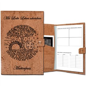 Simaru Étui de protection en liège imperméable pour passeport de maternité allemand Motif arbre de vie