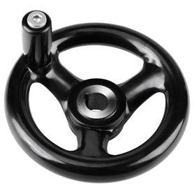 Jadeshay Roue à main - Poignée de volant rond noir à 3 rayons Roue à main en plastique avec poignée tournante pour la fraiseuse