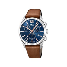 LOTUS Montre pour Homme 18691/2 Chrono Boîtier en Acier Inoxydable Gris Bracelet en Cuir Marron