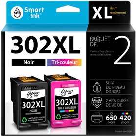 Smart Ink Remanufacturées Cartouches d'encre Remplacement pour HP 302 302XL 2 Pack Combo (Noir Tri-Colore) pour Deskjet 1110 111
