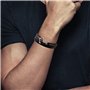 Planetys - Bracelet Ancre - Bracelet Cuir Multi-Rangs en Cuir Noir et Acier 316 L