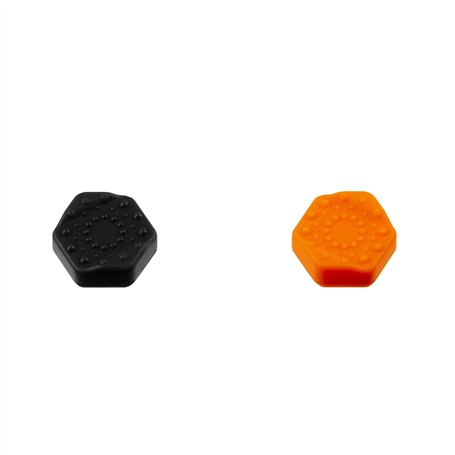 Konix Mythics Pack de 4 appuie-pouces antidérapants pour joysticks manettes DualShock PS4 - Silicone renforcé - Noir et orange