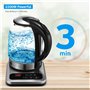 ForMe Bouilloire Électrique en Verre Thermostat Réglable 1.7 LED Bleu I Contrôle de Température Réglable 40-100°C I Transparente