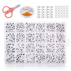 PHOGARY 1280pcs Lettre et Chiffre Perles Rondes