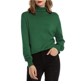 Woolen Bloom Pull Femme Col Roulé Côtelé Tricot Hauts sous Pull Manches Longues Chandail Dame Hiver Chaud Mode