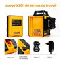 Niveau Laser Vert 3 x 360, Kaiweets Professionnel Laser Niveau Automatique, USB Charge, Autonivellement et Mode Pulsé Extérieur 