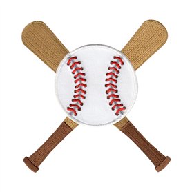 PatchMommy Patch Écusson Brodé Thermocollant en Forme de Balle de Baseball et Battes Sport - Pièce Brodée à Coudre ou Coller au