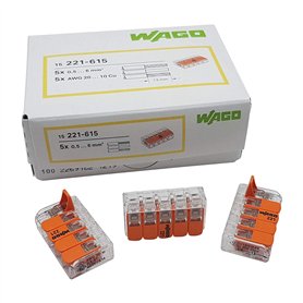 15 pièces Wago borne de raccordement 5 fils avec levier 0