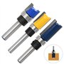 Gasea 3pcs 6.35mm Tige Flush Garniture Routeur Bit Avec Bas Roulement Fraise à Copier Fraise Pour Menuiserie-Lame de Coupe 11.9,