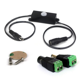 Taikuwu Interrupteur Capteur Infrarouge PIR 5-24V DC pour LED Strip - Détection 5m 110° - Connecteur Mâle/Femelle Inclus